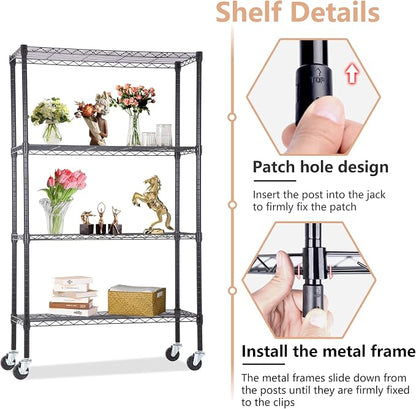 4-Tier Adjustable NSF-Certified Metal Shelf 36L x 14W x 62H Wire Shelving Unit - Image 5