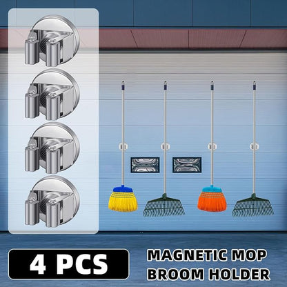 4 Pcs Magnetic Mop Broom Holder Movable Magnetic Broom Holder Rack, Anti Slip - Image 5