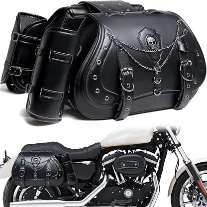 Motorcycle Saddlebags, 30L Leather Waterproof Side Saddle Bags by Unknown
