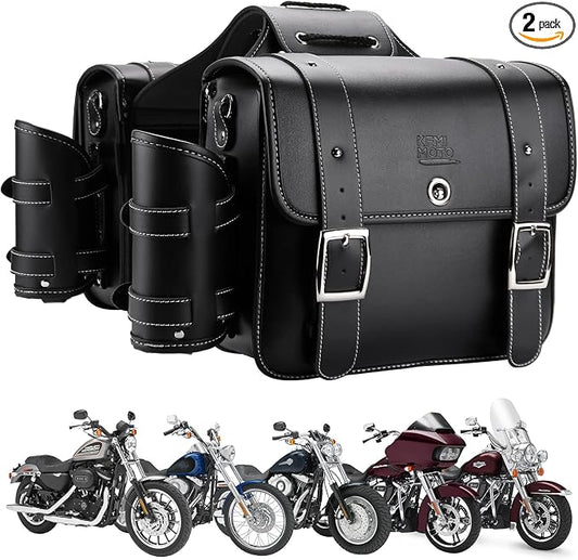 KEMIMOTO Motorcycle Saddlebags Throw Over Saddle bags 20L Faux Leather Side by kemimoto