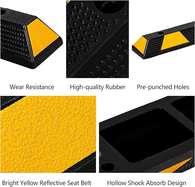 72" Car Parking Stopper, Heavy Duty Rubber Parking Curb Wheel Stops - Image 2