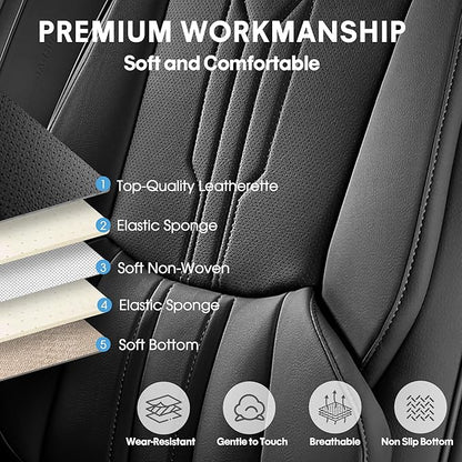 AOOG Front Seat Covers, Car Seat Covers Front Seats, Leather Seat Covers - Image 5