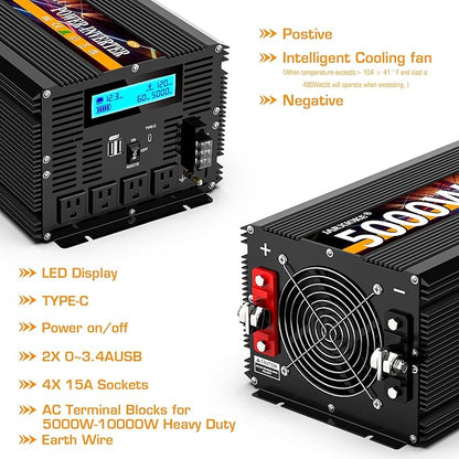 5000 Watt Power Inverter 12V DC to 110V 120V Converter - Image 6