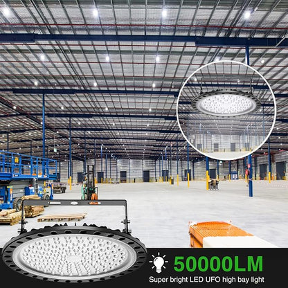 Viugreum High Bay LED Shop Lights, 500W UFO LED High Bay Light 50, 000LM 120V - Image 8
