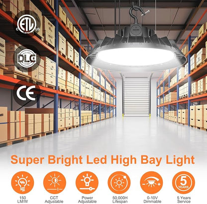 6Pack LED High Bay Lights, 300W UFO High Bay LED Shop Lights, 45000LM - Image 2