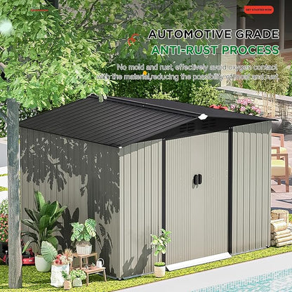 AECOJOY 8 x 6 Ft Shed, Outdoor Storage Tool Shed, Metal Garden Shed - Image 4