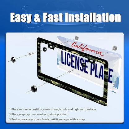 Camo License Plate Frame American Flag License Plate Stainless Steel Funny - Image 3