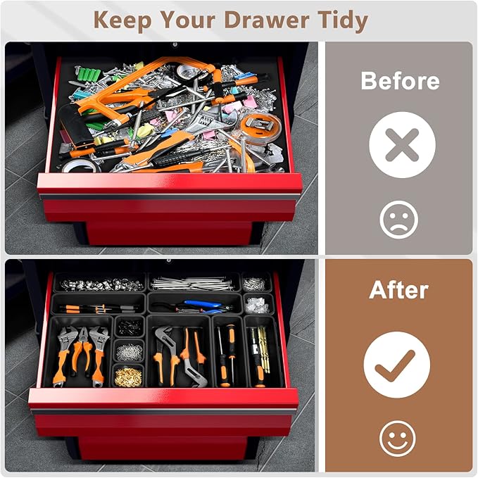 A-LUGEI【 & 5 Size】Tool Box Organizer Tray Divider Set, 【Black】 Desk - Image 3