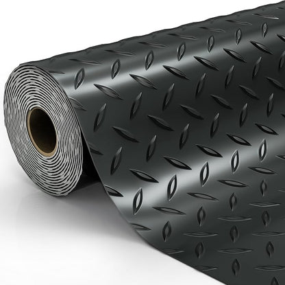 8.2x21 FT Garage Floor Mat, 2.8mm Thickened Diamond Plate PVC Garage Flooring by Unknown