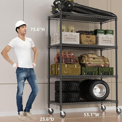 IZEUK Garage Shelving Wide Storage Shelves 4 Tier Metal Shelves Heavy Duty - Image 3