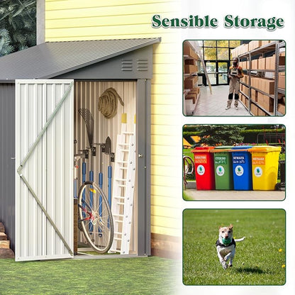 Storage Shed 4 * 8 FT Lean to Shed Metal Sheds & Outdoor Storage Cabinet - Image 7