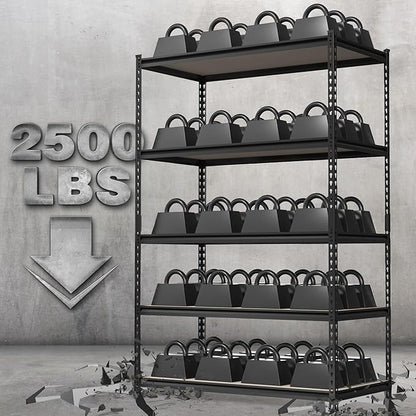 WORKPRO 5-Tier Metal Garage Shelving, 48”W x 24”D x 72”H, Adjustable Storage - Image 2