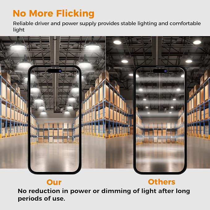 LED High Bay Lights 180W UFO Shop Lights 32400 LM 6000K Commercial Bay Lighting - Image 7