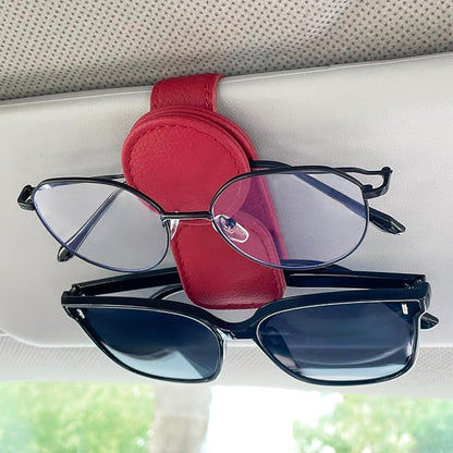 KIWEN Sunglasses Holder for Car Visor, Magnetic Leather Sunglass Eyeglass - Image 9