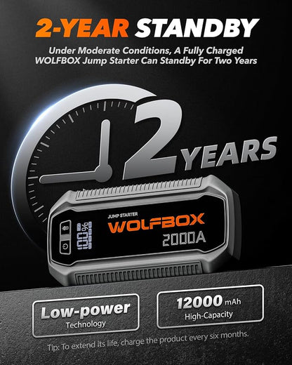 WOLFBOX 2000A Jump Starter, 12000mAh Battery Jumper Starter Portable - Image 9
