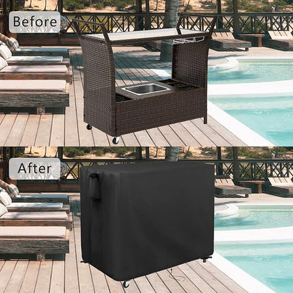 Kingling Outdoor Table Cover for Wicker Bar Cart, 44 Inch Waterproof Patio Bar - Image 5