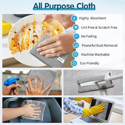FIXSMITH Grey Microfiber Cleaning Cloth -Pack of 8, Highly Absorbent Cleaning - Image 5