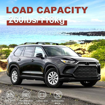 KINGGERI Lockable 260LBS Roof Rack Cross Bars Compatible - Image 6