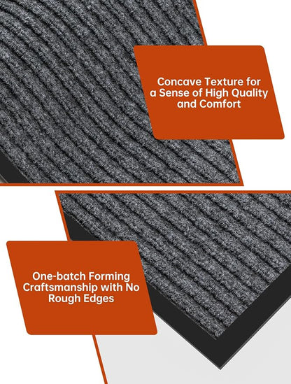 Urban Vista 3' x 10' Commercial Grade Striped Brush Step Entrance Mat, Vinyl - Image 5