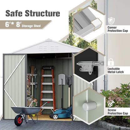 JUMMICO Metal Outdoor Storage Shed 6 x 8 FT Metal Shed - Image 3