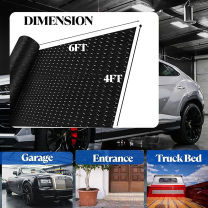 BESEA 4 x 6 FT Garage Floor Mat, Heavy Duty Diamond Plate Rubber Parking Mat – - Image 2