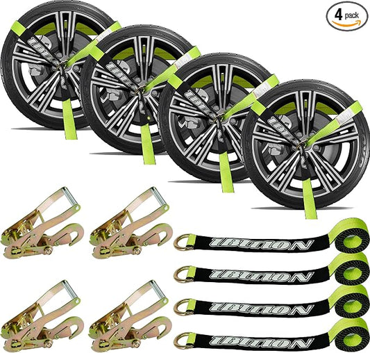 4 Pack Car Tie Down Straps for Trailers by IBITION