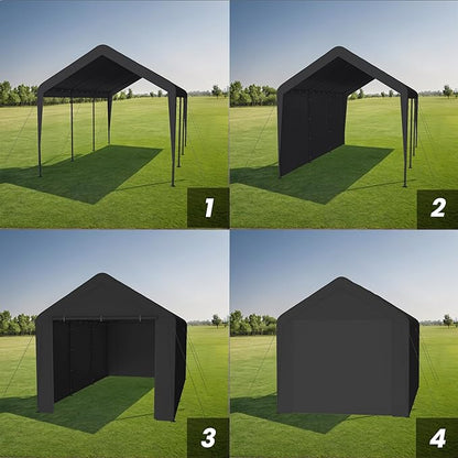 Carport 10x20 Heavy Duty Portable Garage w/Removable Sidewalls & Roll-Up Door - Image 6