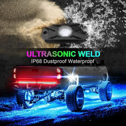 YiLaie RGB LED Rock Lights Kit 4 Pods, Upgraded Underglow Multicolor LED Light - Image 5