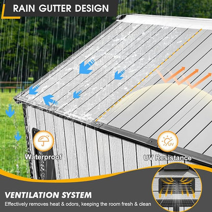 8 x 6 FT Resin Outdoor Storage Shed, All-Weather Plastic Garden Shed - Image 6