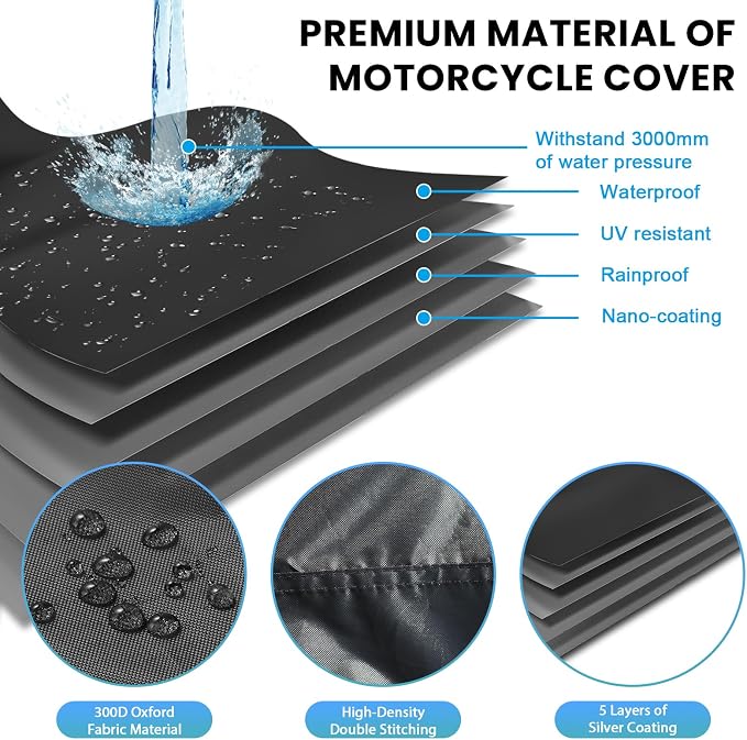 Waterproof Motorbike Cover Outdoor, Motorcycle Scooter Moped Rain Dust Cover - Image 4