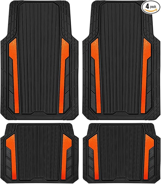 CAR PASS Heavy Duty Rubber Car Mats Metallic, Aluminum Film All Weather Floor by CARPASS