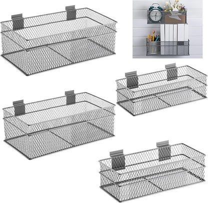 Barydat 4 Pcs Slatwall Basket Set Ventilated Metal Slatwall Basket Hanging Wire by home