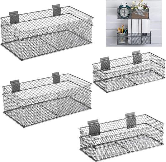 Barydat 4 Pcs Slatwall Basket Set Ventilated Metal Slatwall Basket Hanging Wire by home