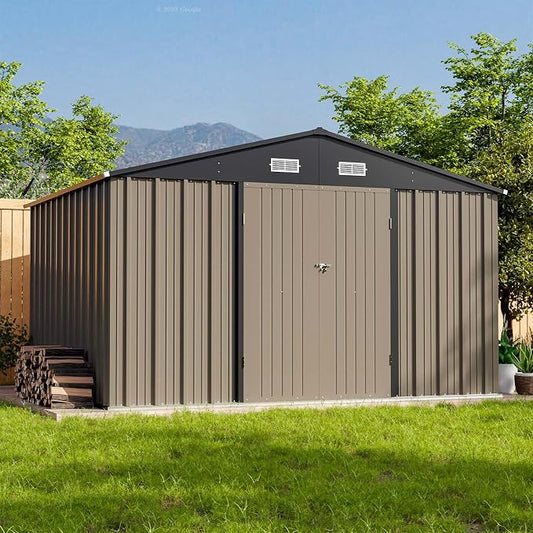 Patiowell 10 x 8 FT Outdoor Storage Shed, Large Garden Tool Metal Shed by Patiowell