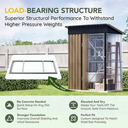 5x3FT Outdoor Steel Storage Shed - Image 2