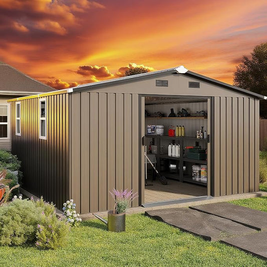 12 x 10 FT Outdoor Storage Shed, Metal Garden Tool Shed by Unknown