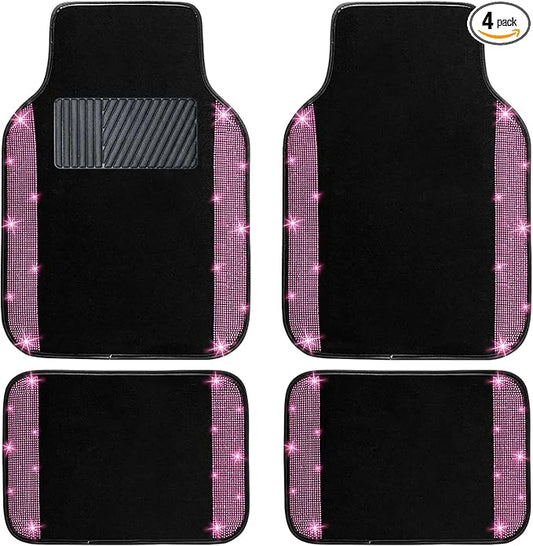 NBTEPEM Pink Bling Car Floor Mats Full Set, Universal Fit Most Cars by NBTEPEM