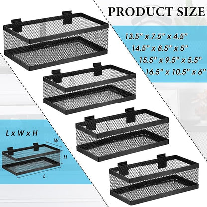 Coume 4 Pcs Black Slatwall Baskets 4 Size Metal Mesh Wire Basket - Image 2