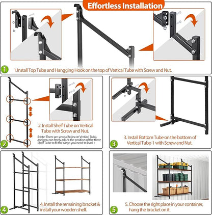 2 Pack Hanging Heavy duty Adjustable Shelf 56.5x22 Cargo Container Shelving - Image 4
