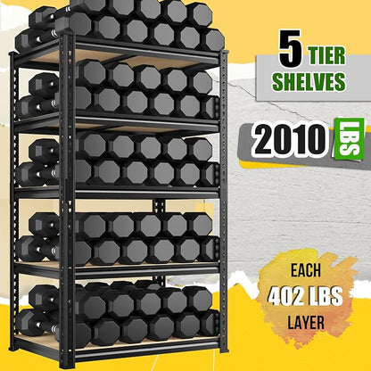Set of 2 Storage Shelves, 27.7"W Metal Shelving 2010LBS Garage Shelving Heavy - Image 8