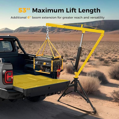 1000lbs Receiver Hitch Mounted Hydraulic 360° Swivel Truck Crane - Image 4