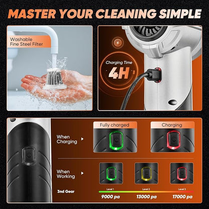 Saker Portable Handheld Vacuum Cordless Portable 17000PA Foldable Car Vacuum - Image 7
