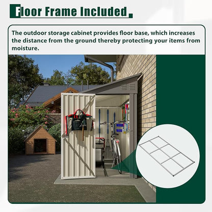 4x8 FT Outdoor Storage Shed, Lean to Metal Shed W/Floor Included, Garden - Image 6