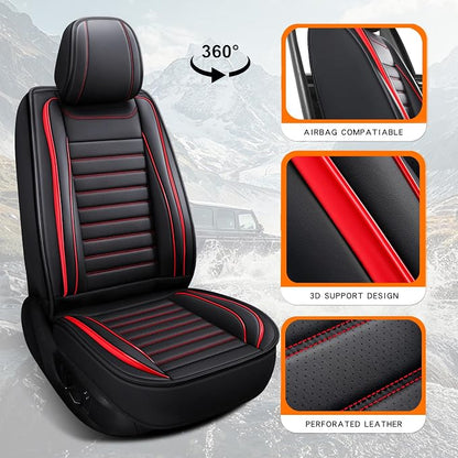 Leather Car Seat Covers Full Set, Universal Faux Leather Car Seat Covers 5 Seats - Image 4