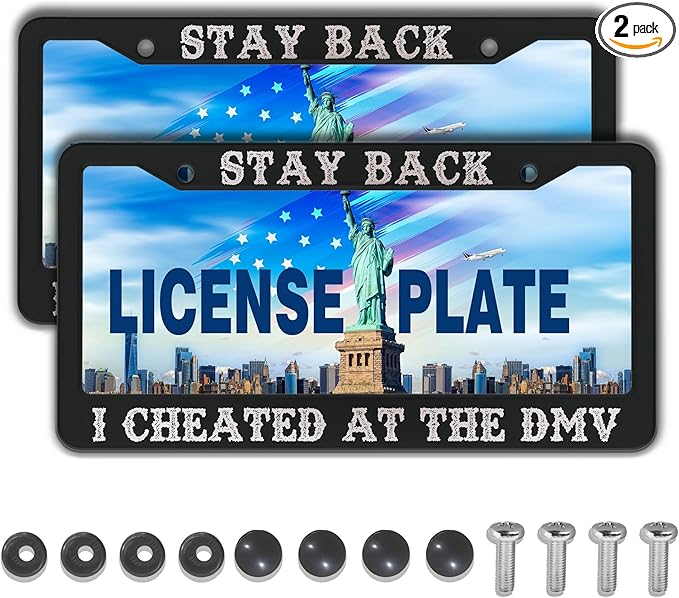 License Plate Frames Black and White License Plate Frame Holder Stay Back I by Unknown