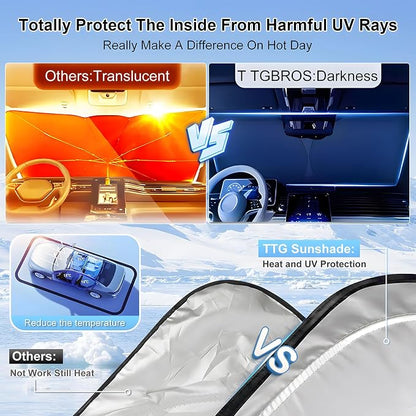 T TGBROS Windshield Sun Shade for Jeep Cherokee 2014-2023 Accessories Foldable - Image 4
