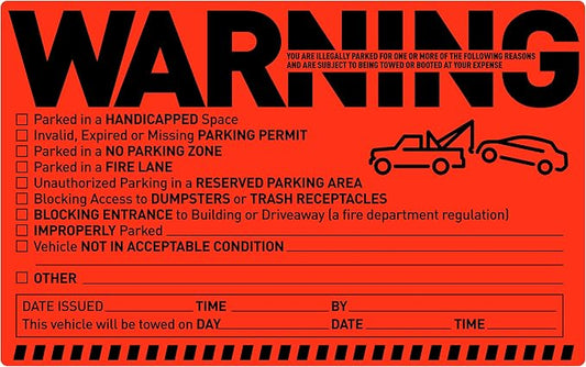 Easykart Labels 50 Parking Violation Notice Tow Stickers by EasykartLabels