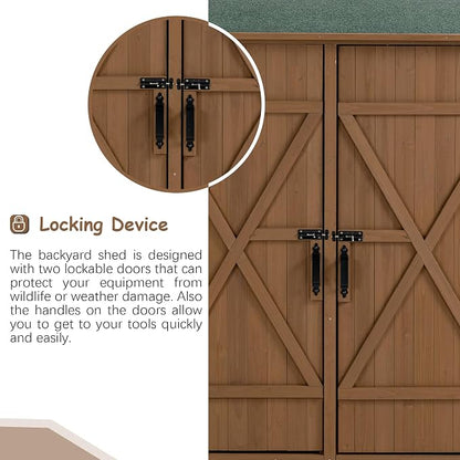 56" L x 19.5" W x 64" H Tall Outdoor Wooden Storage Shed - Image 5