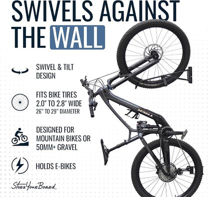 StoreYourBoard SwivelStow Mountain Bike Storage Rack 2 Pack – Heavy Duty Bike - Image 4