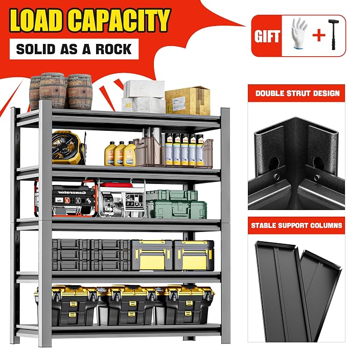 5 Shelf Storage Unit – Heavy Duty Shelving Rack - Image 7